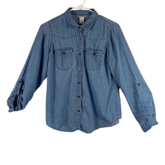 Prototype Button Shirt Womens Small Denim Style Long Sleeve - Picture 1 of 10
